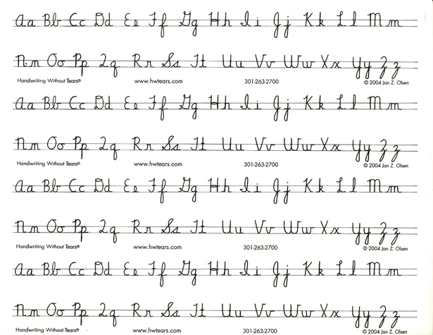 method of cursive writing