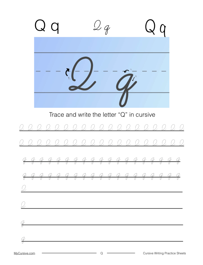 Cursive Q: Learn to Write the Cursive Letter Q - My Cursive