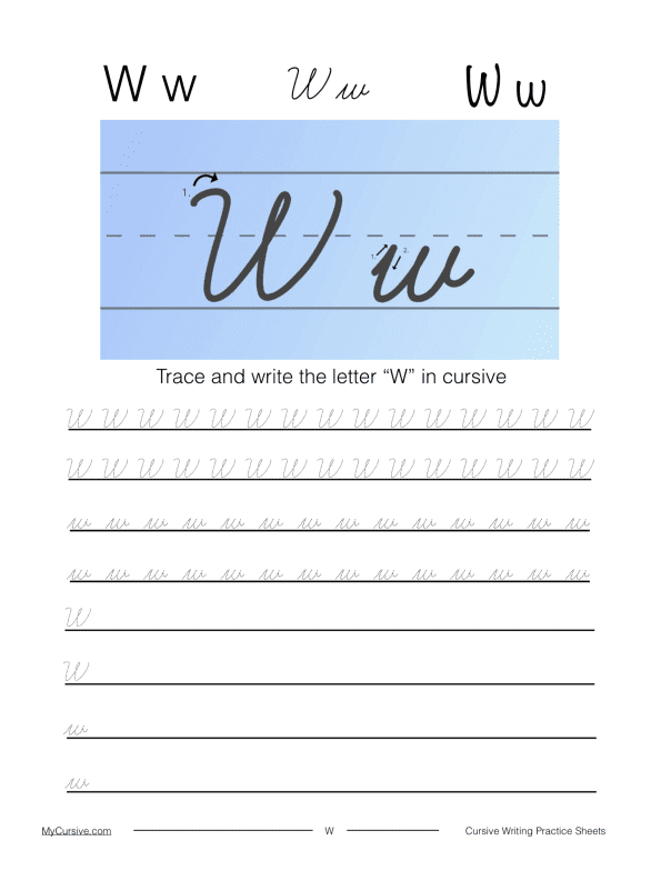 Cursive W: Full Tutorial and Worksheet