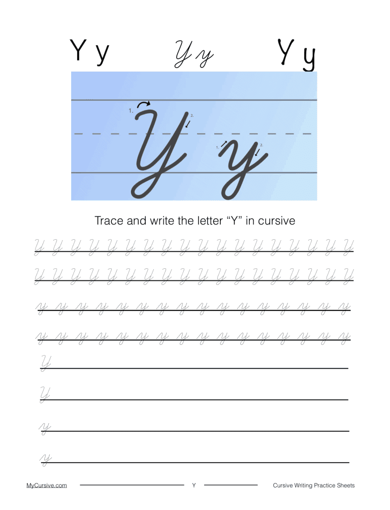 Cursive Y: Full Tutorial and Worksheet