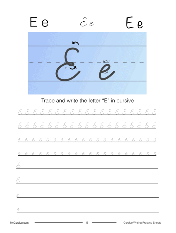 Cursive E: Learn to Write the Cursive Letter E - My Cursive