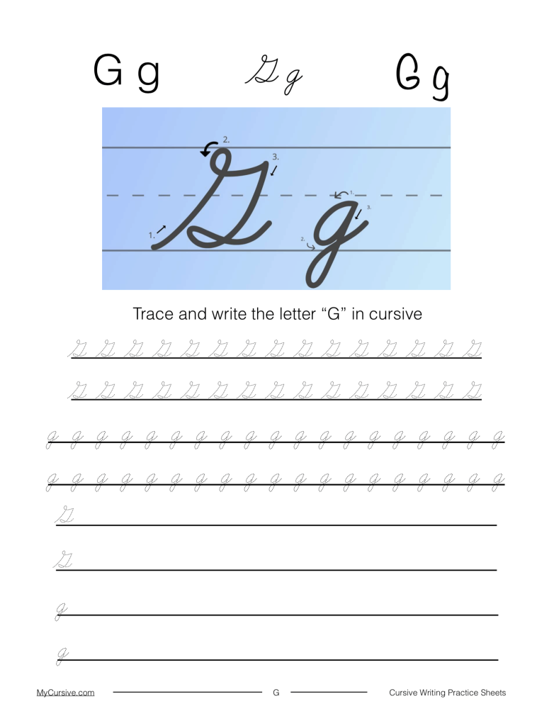 Cursive G: Learn to Write the Cursive Letter G - My Cursive