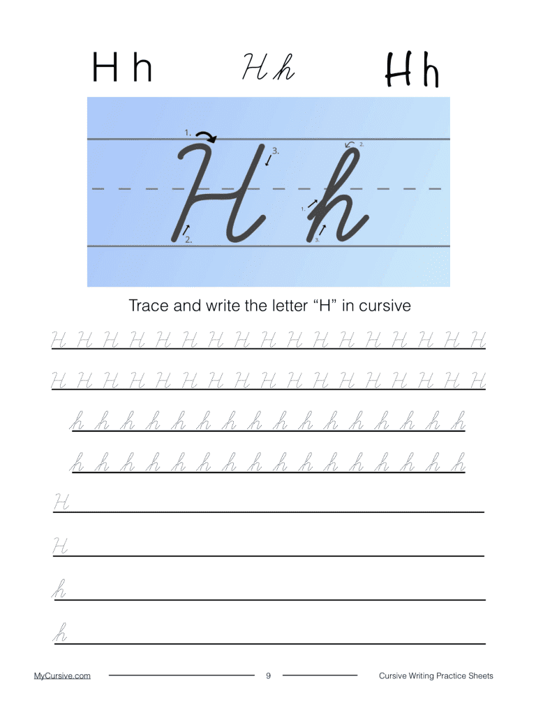 Cursive H: Full Tutorial and Worksheet