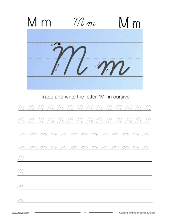 Cursive M: Full Tutorial and Worksheet