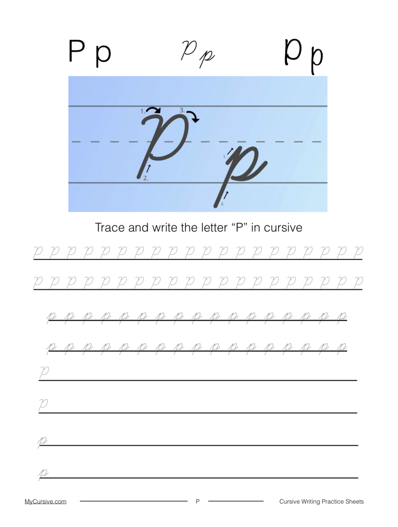 How To Write A Uppercase P In Cursive