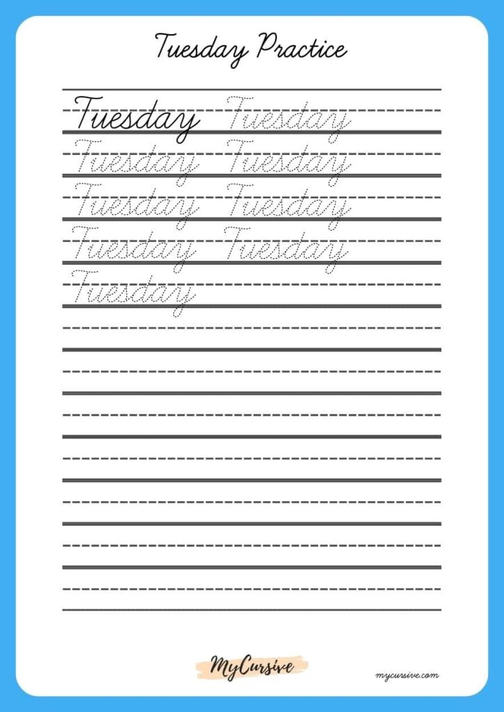 Tuesday in cursive