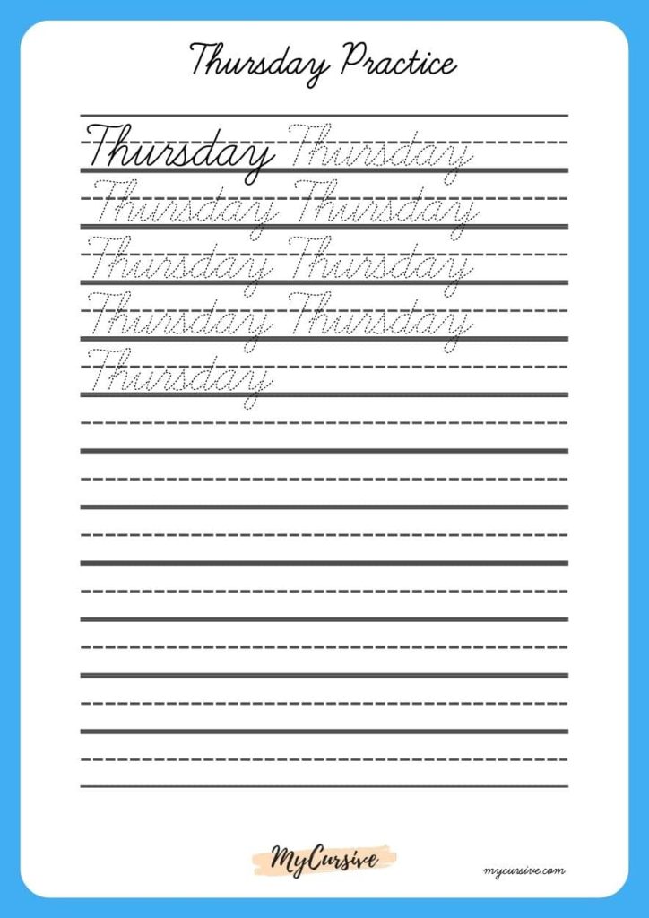 Thursday in Cursive (Copy/paste or write it!)