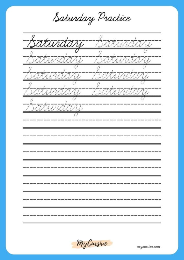 Saturday in cursive