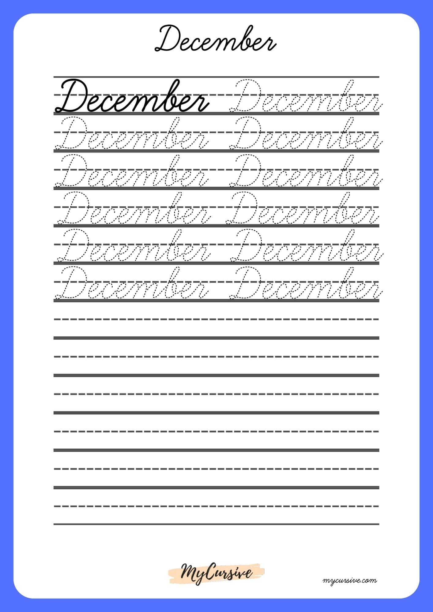 December in cursive