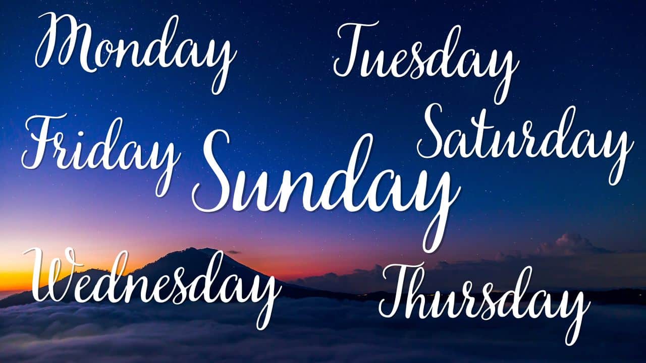days of the week in cursive