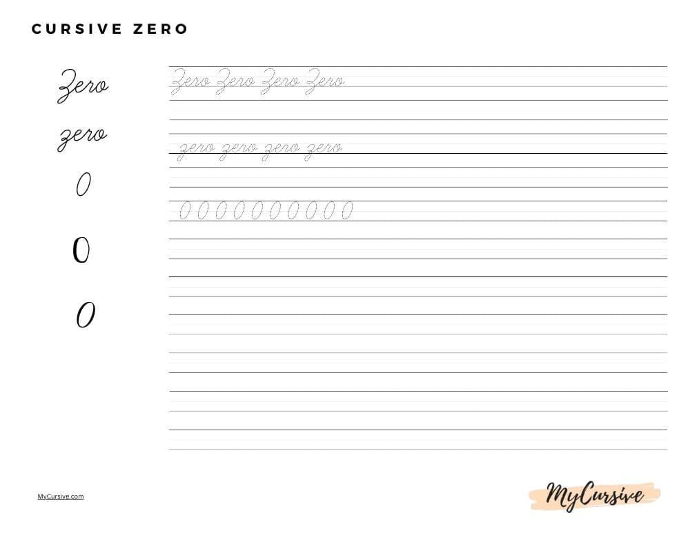 cursive zero
