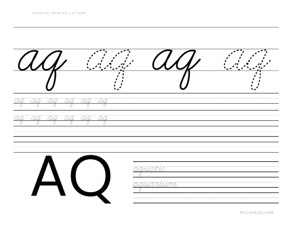 Cursive Ask Connecting letters