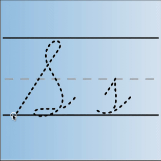 An animated gif of the cursive letter S being written in uppercase and lowercase.