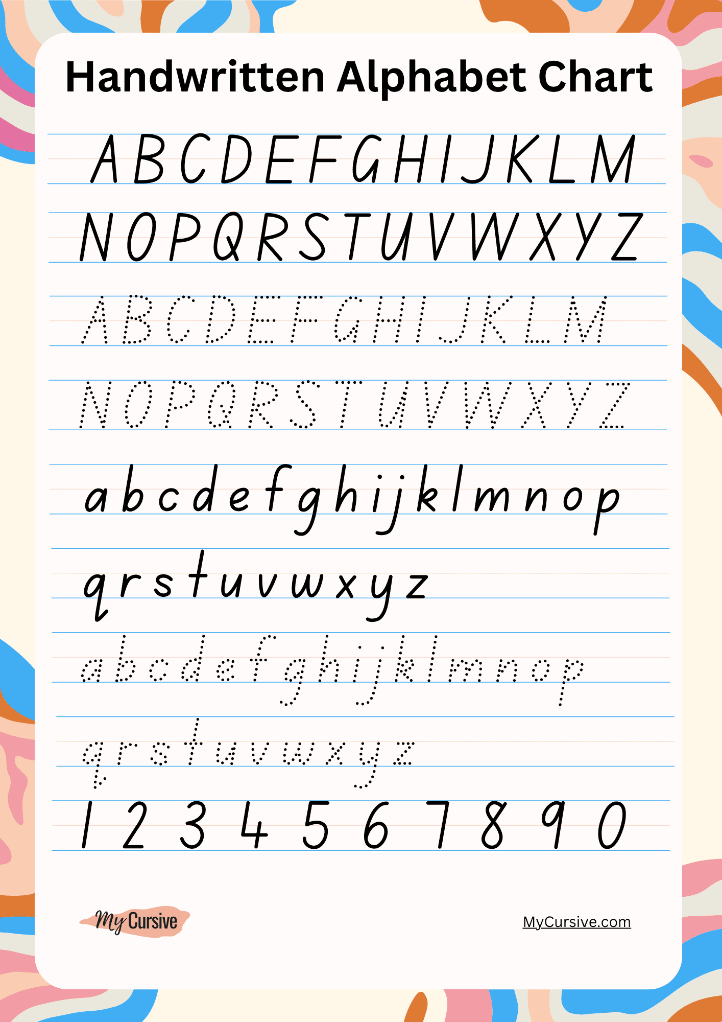 MyCursive's handwritten alphabet chart