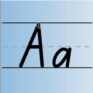 An animated gif of the letter A being tracing in uppercase and lowercase.