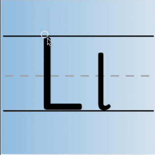 An animated gif of the letter L being tracing in uppercase and lowercase.
