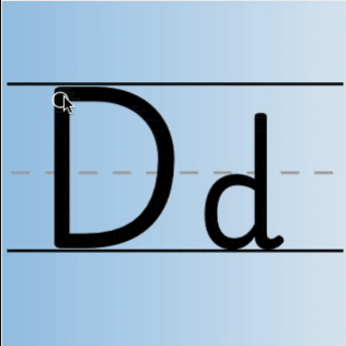 An animated gif of the letter D being tracing in uppercase and lowercase.