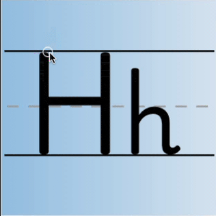 An animated gif of the letter H being tracing in uppercase and lowercase.