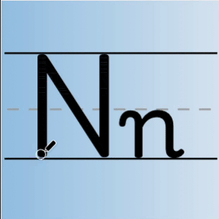 An animated gif of the letter N being tracing in uppercase and lowercase.
