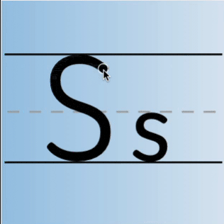 An animated gif of the letter S being tracing in uppercase and lowercase.