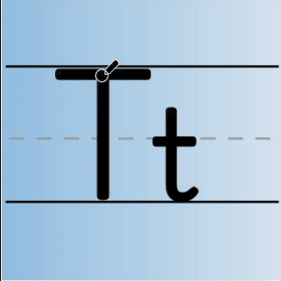 An animated gif of the letter T being tracing in uppercase and lowercase.