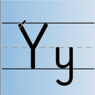 Tracing letter y worksheet and tutorial