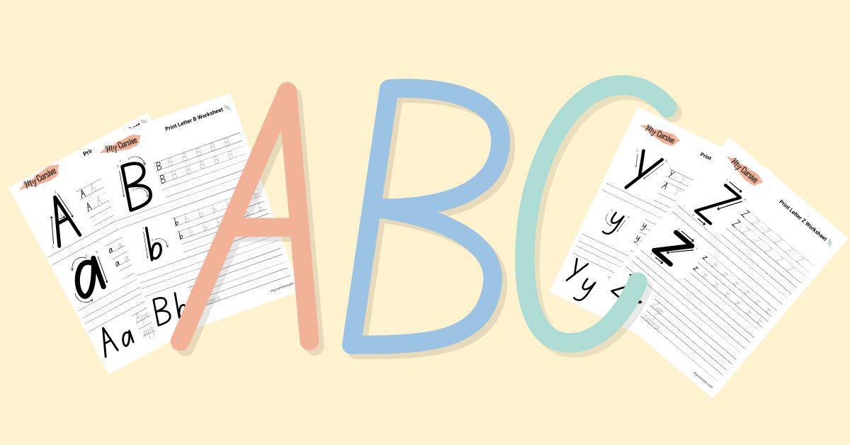 MyCursive's feature image for the handwriting alphabet page that includes tutorials for tracing all letters.