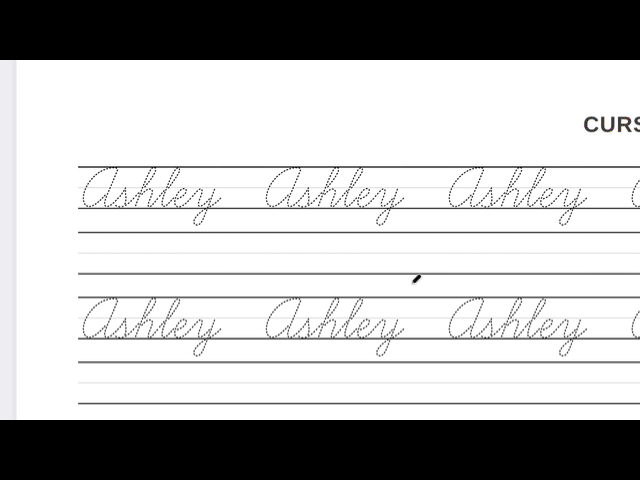 Visual tutorial for writing the name Ashley in cursive handwriting