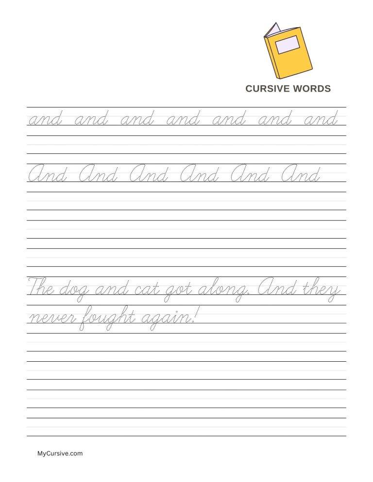 And Cursive Script And in Cursive: Worksheet + Tutorial
