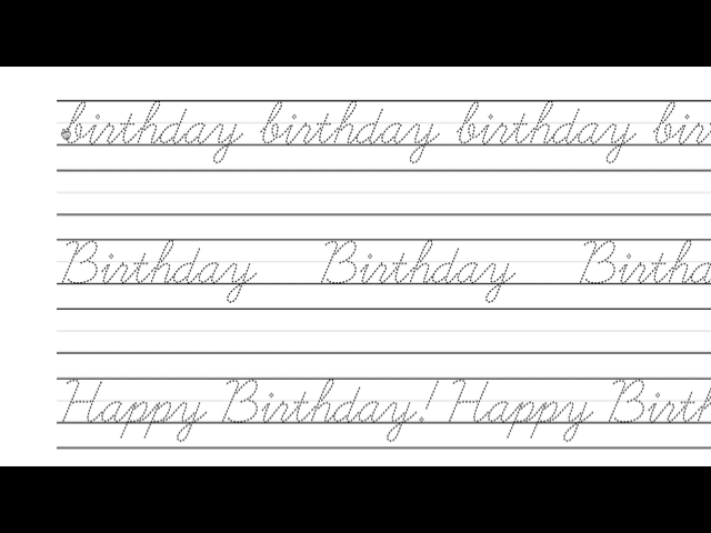 birthday in cursive with a lowercase b