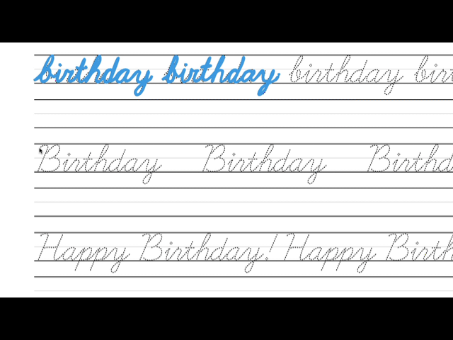 birthday in cursive with an uppercase b