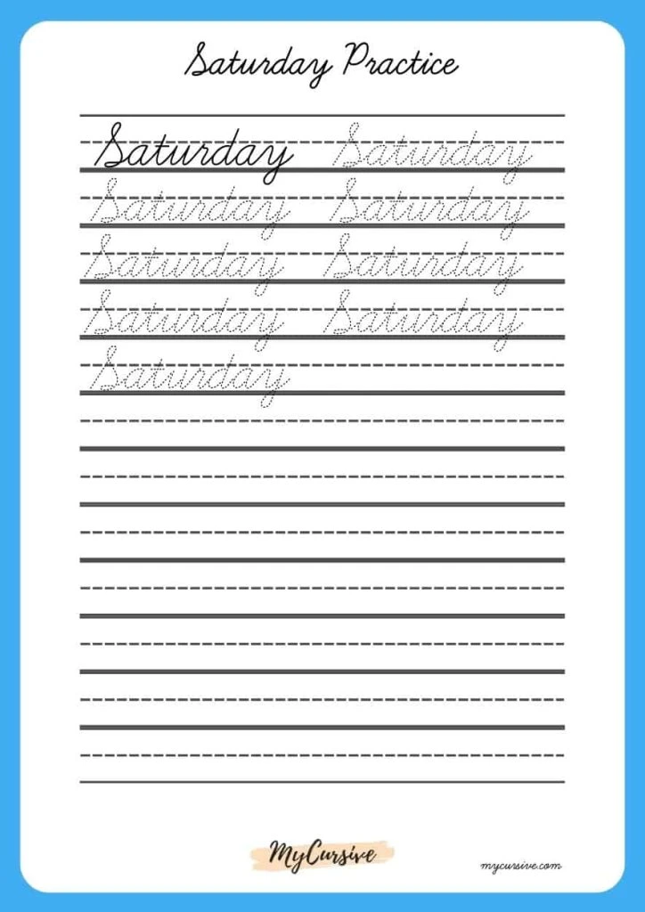 Saturday in cursive