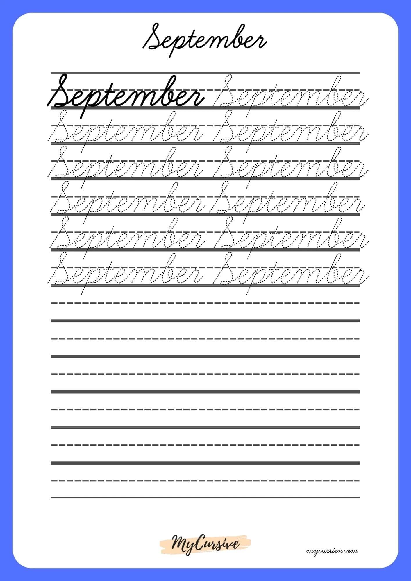 September in cursive