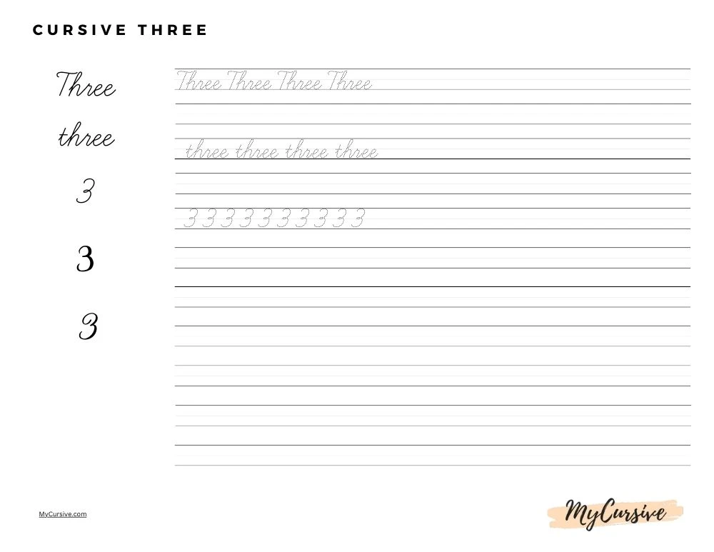 cursive three