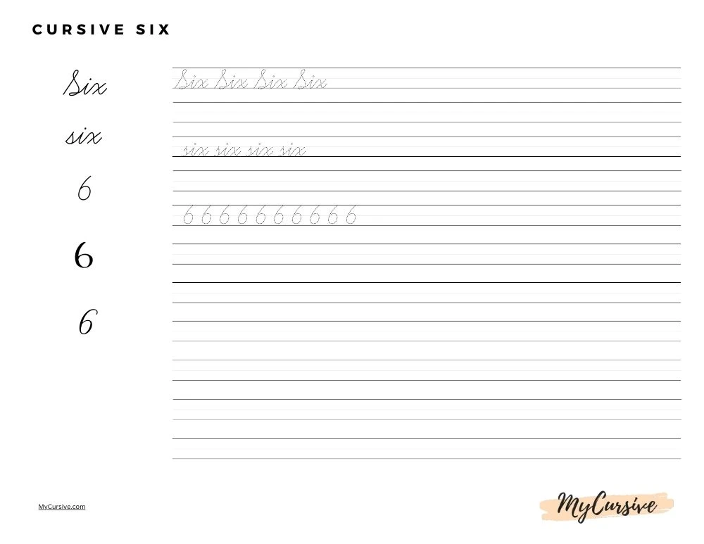 cursive six