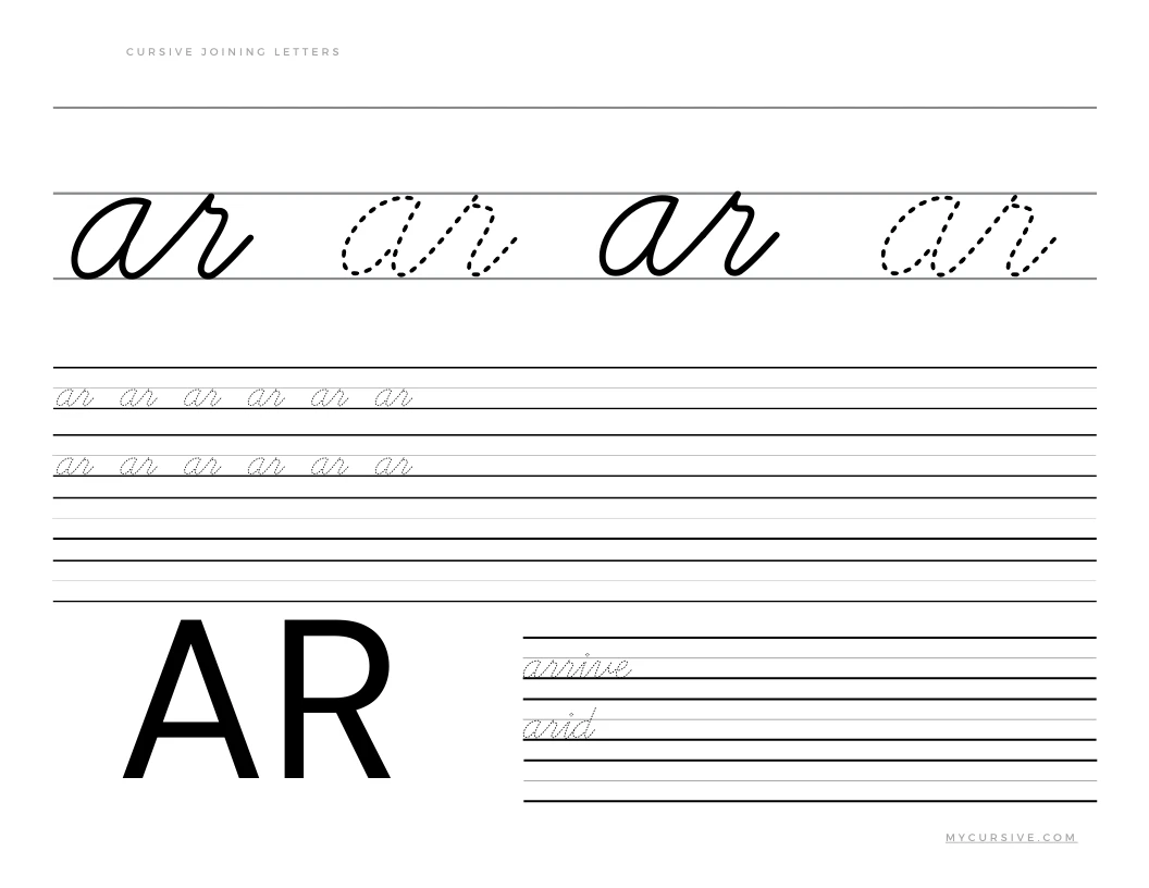 ar in cursive