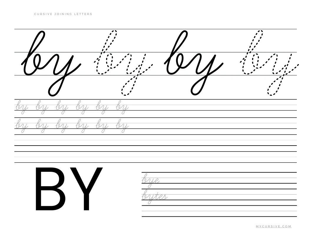 by in cursive