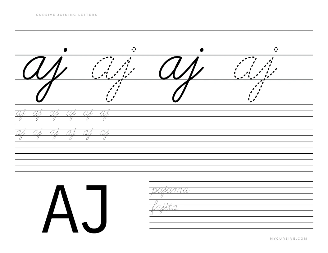 aj in cursive