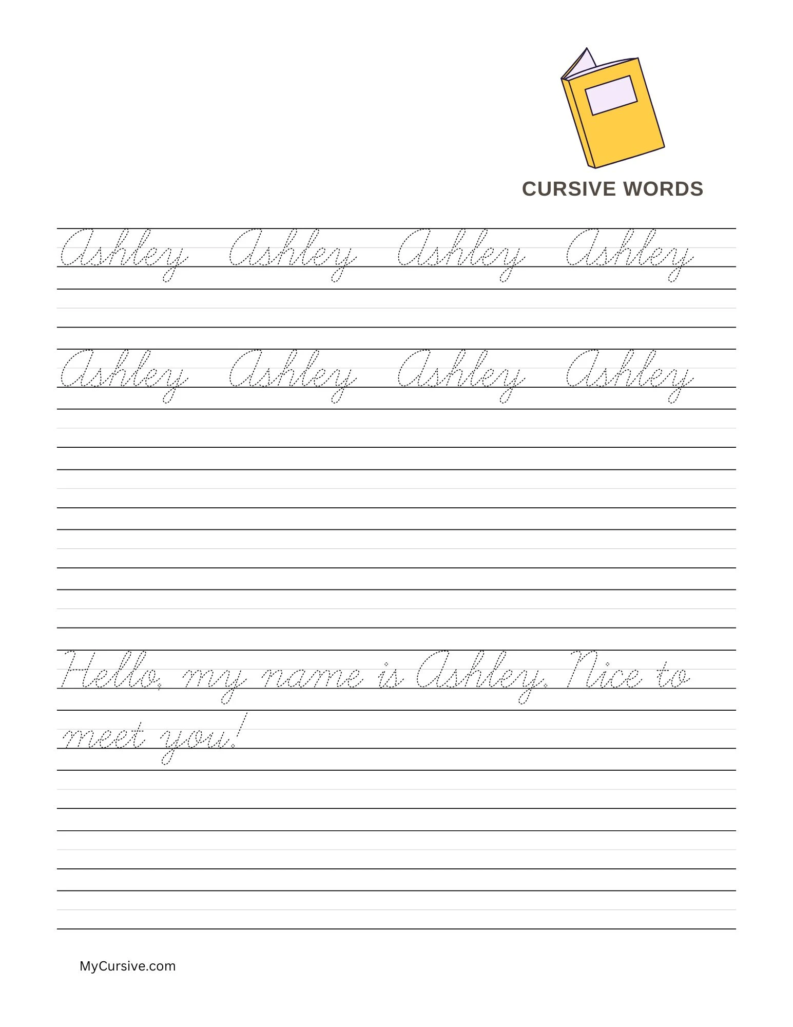 Ashley in cursive worksheet